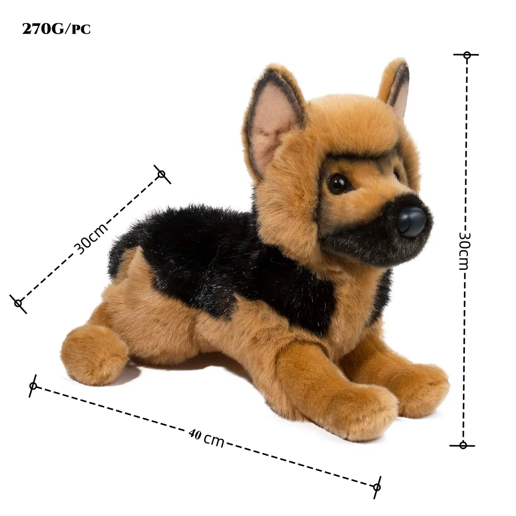 Perro de peluche de pastor alemán suave, juguete de simulación personalizado