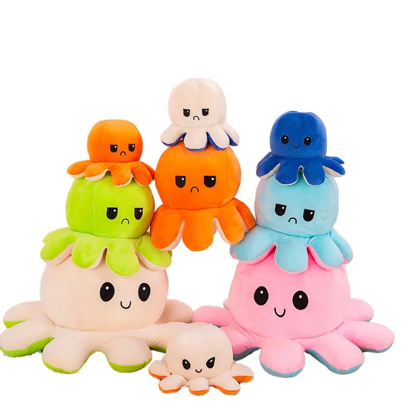 Adorable pulpo de peluche reversible de doble cara para niños y adultos