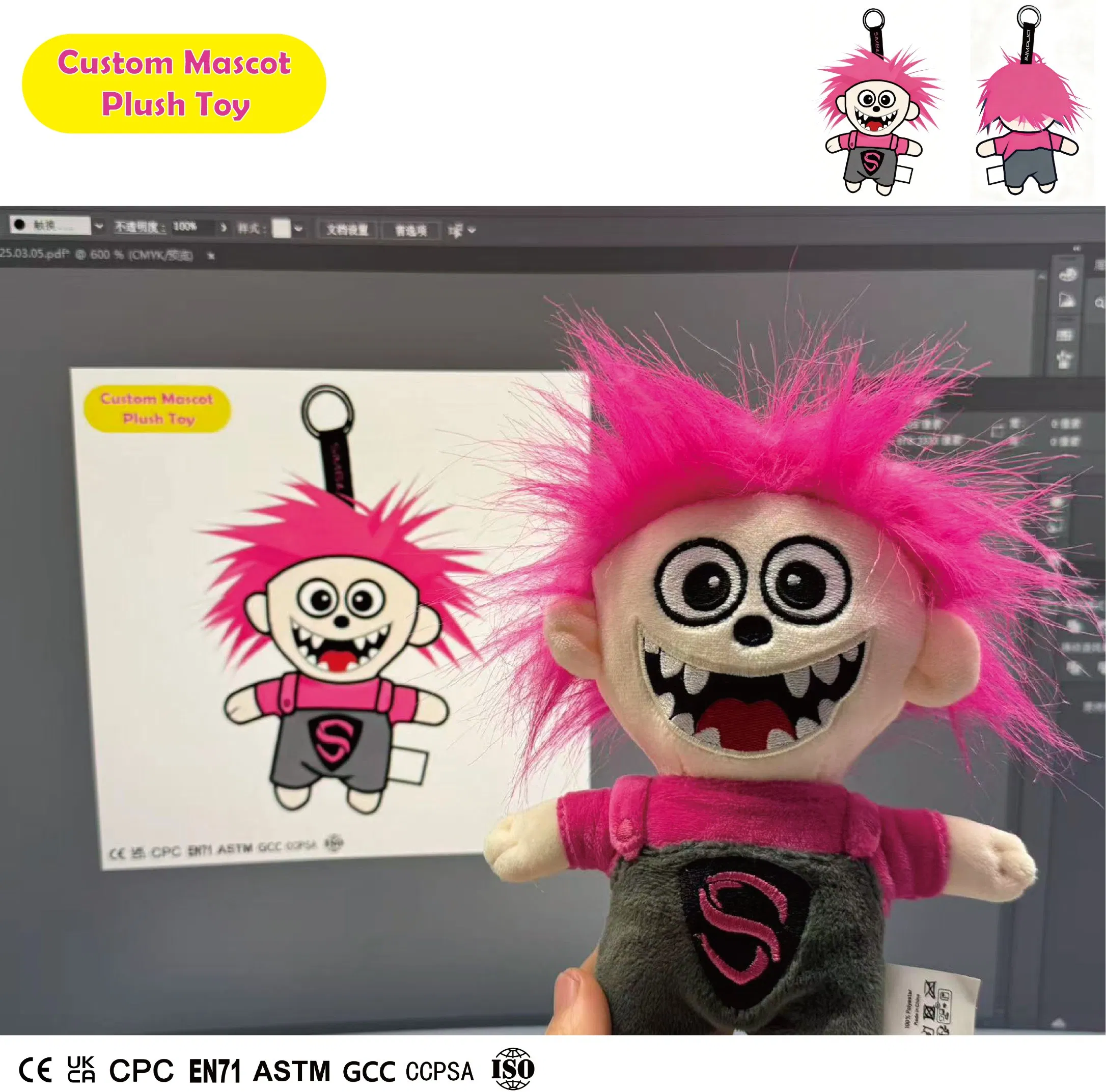 OEM ODM Juguete de peluche suave personalizado de alta calidad llavero mascota