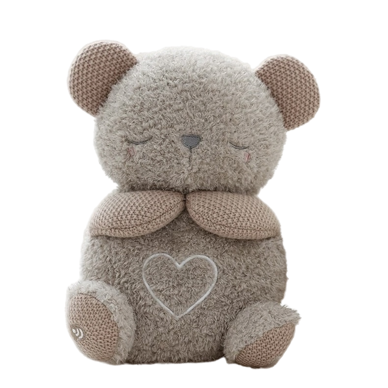 Juguete de oso de peluche que respira para calmar y arrullar a los recién nacidos