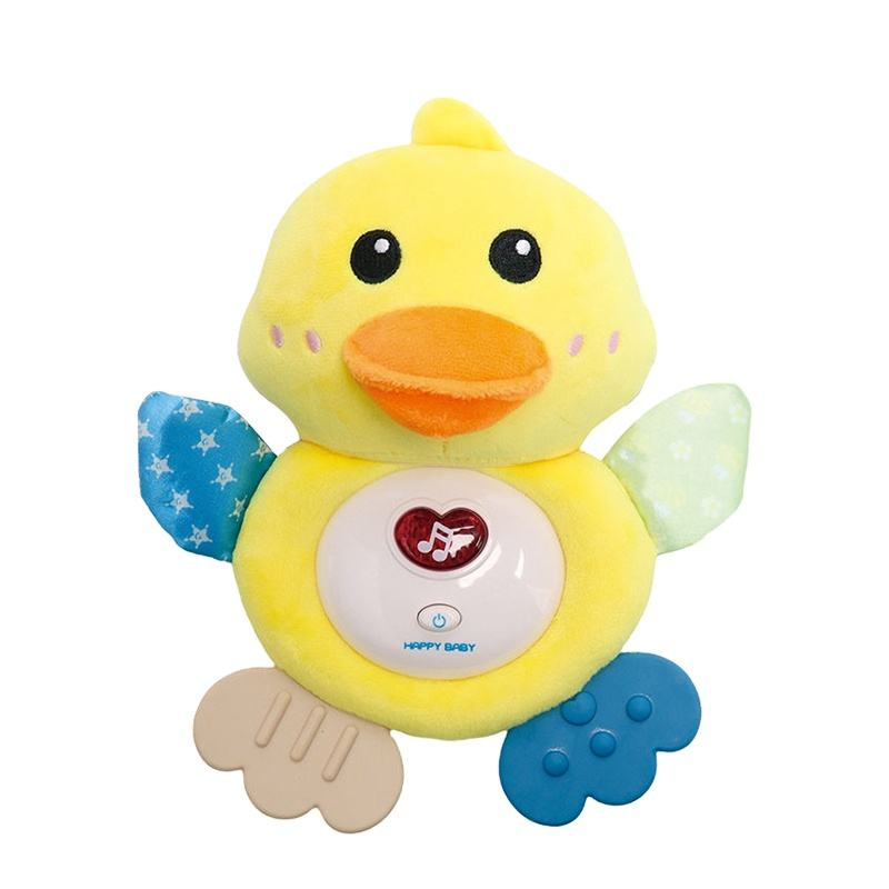 2026 Patitos de dibujos animados amarillos suaves y lindos, juguetes de dentición musicales y relajantes para bebés de 0 a 6 meses, regalo de cumpleaños para niños
