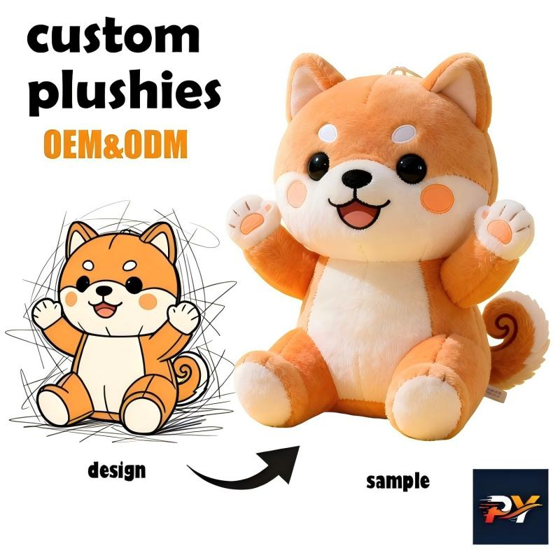 Muestra gratuita personalizada de peluche disponible, bordado detallado, souvenir de boda para perros, juguete de peluche promocional personalizado