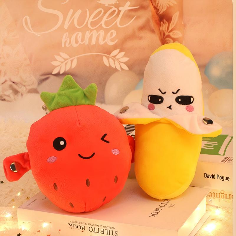 Juguete musical de inducción personalizado al por mayor, piano de frutas eléctricas con interacción sensorial, plátano, zanahoria, fresa, juguete de peluche para regalo de niños