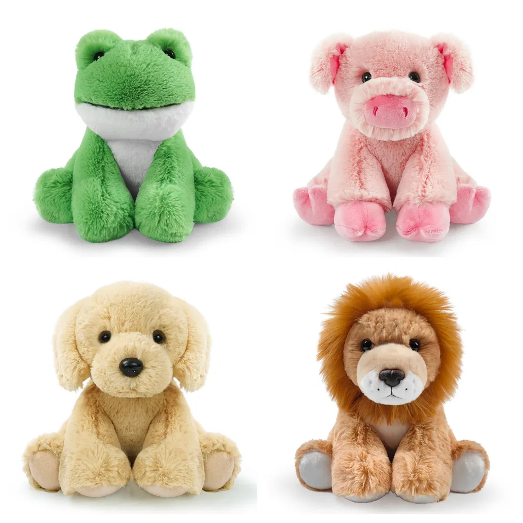 Venta al por mayor de peluches personalizados de animales peludos como vaca, oveja, cabra y ciervo para niños