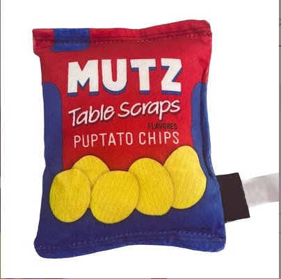 Juguete de masticar de peluche en forma de bolsa de papas fritas, alivio del aburrimiento interactivo