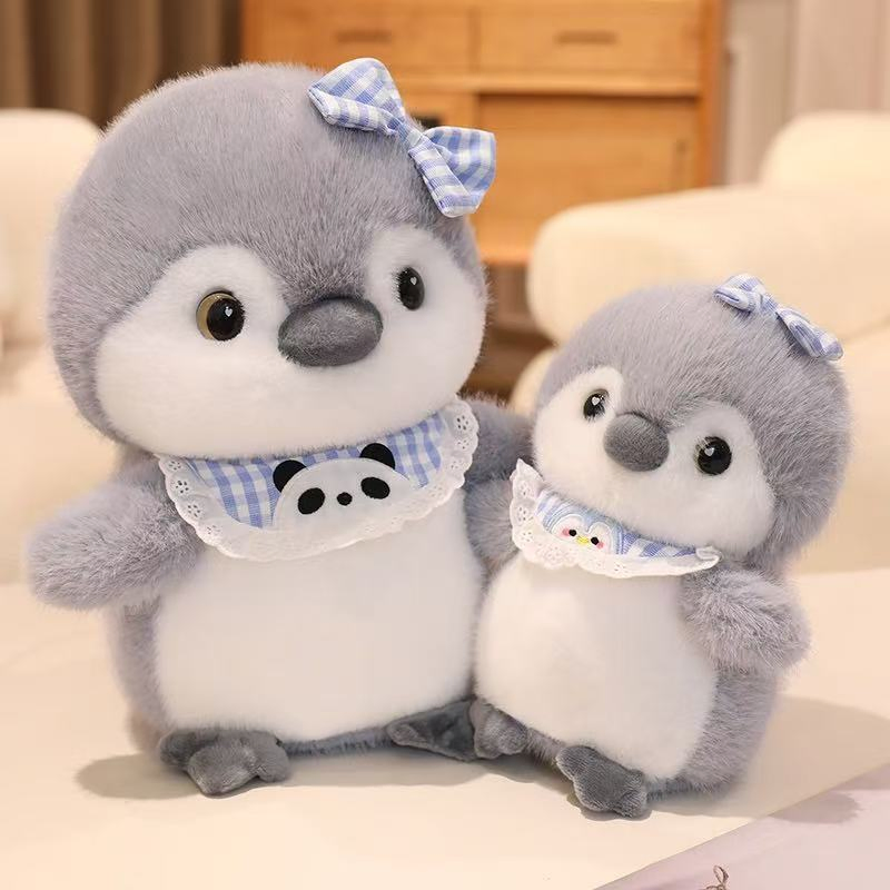 Pingüino de peluche personalizado con bufanda diseño personalizado juguete suave de pingüino