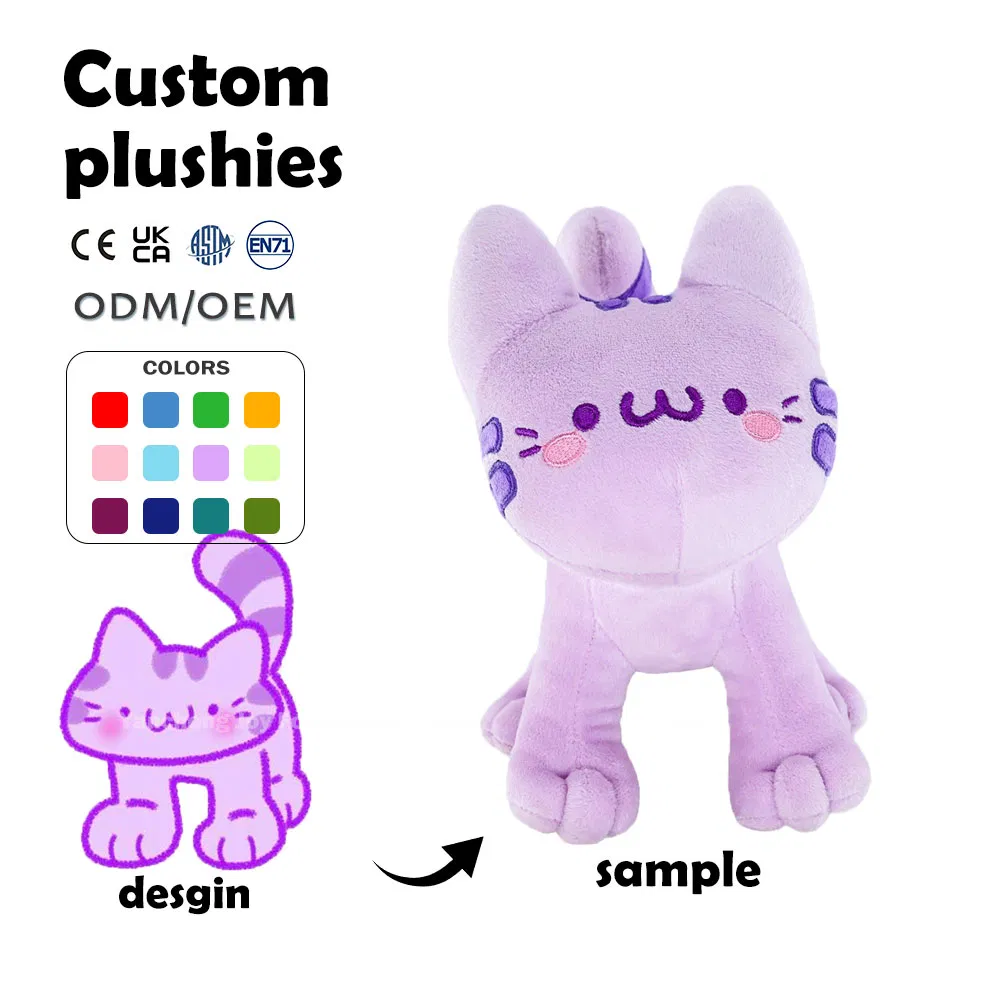Fabricante certificado CE de juguetes de peluche suave y personalizado, gato lindo, peluche para bebés, regalos de juguetes para niños