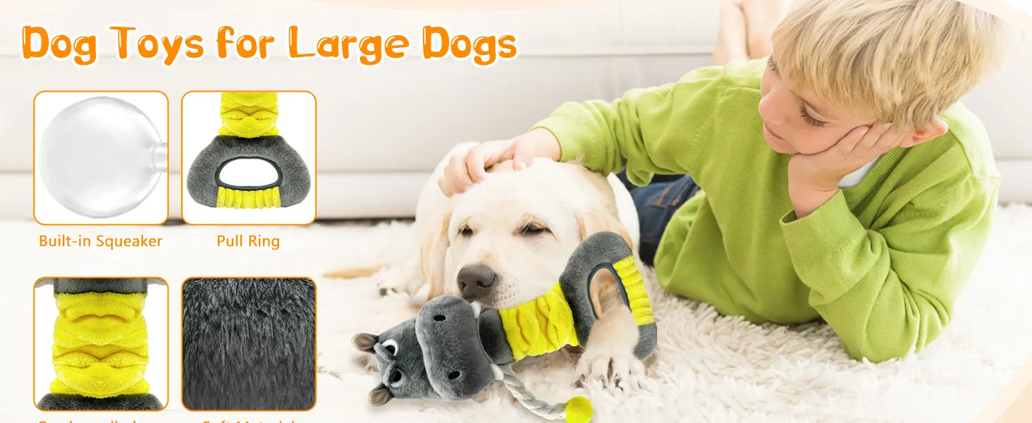 Juguete de perro de peluche grande y chirriante para horas de diversión juguetona