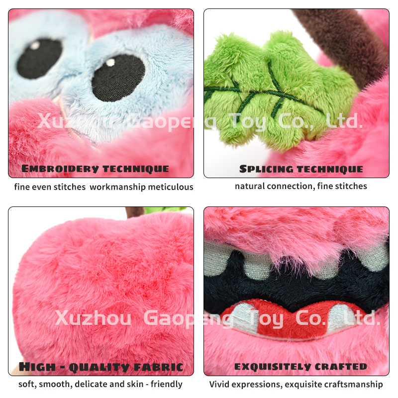 Juguete de peluche monstruo personalizado de OEM, juguete de peluche divertido y feo de manzana para Navidad, animal de peluche personalizado de mascota de empresa