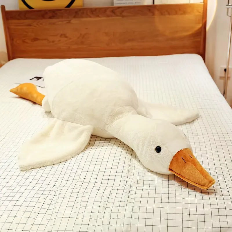 Juguete de peluche ganso blanco grande para niños y niñas, juguete super suave con forro de malla de pato, regalo de cumpleaños, muñeca para dormir y alivio del estrés