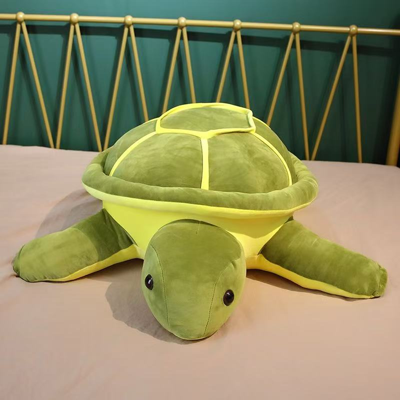 Animales de peluche grandes de tortuga verde al por mayor, almohadas suaves de dibujos animados, respaldo de peluche, juguetes de animales de peluche