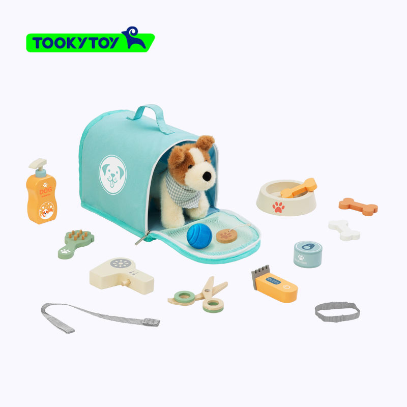 Conjunto de Cuidado de Mascotas de Madera y Peluche Montessori Juguetes Educativos Tempranos para Niños