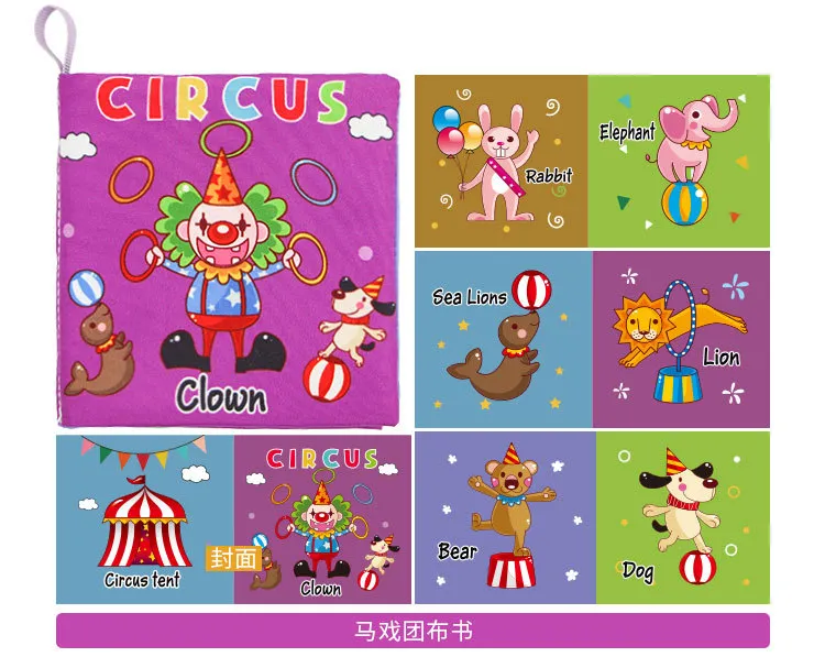 Libro de tela interactivo de animales del bosque para bebés