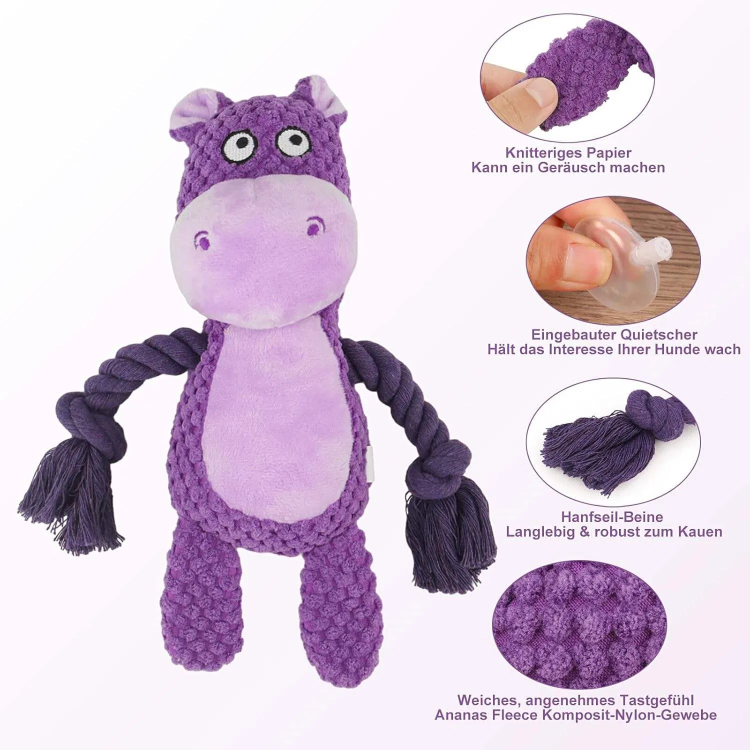 Juguetes para mascotas de felpa duraderos y ecológicos, juguetes interactivos para masticar con cuerda