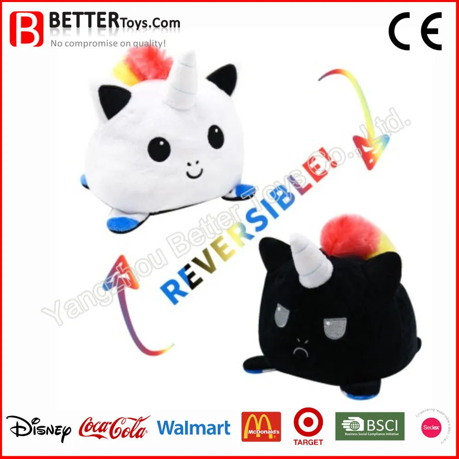 Juguete de peluche reversible de unicornio ASTM para niños, juguete suave para niños