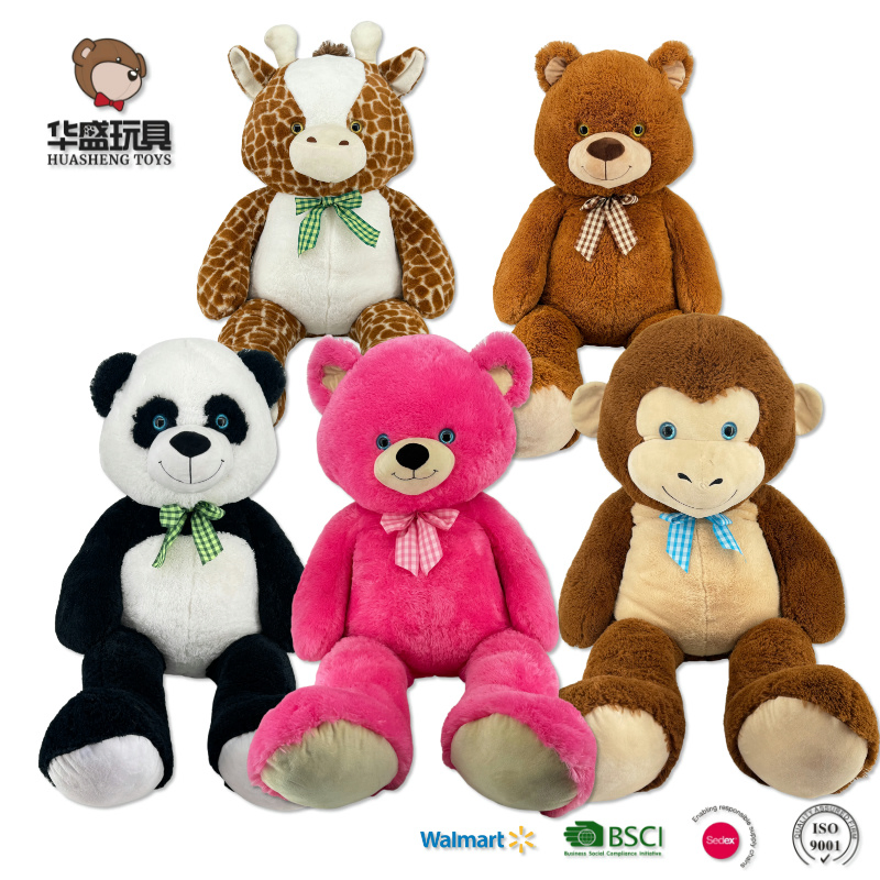 Fábrica mayorista personalizada de gran tamaño 130cm Día de San Valentín lindo oso de peluche gigante panda ciervo juguetes para niños oso de peluche piel sin relleno juguetes de felpa