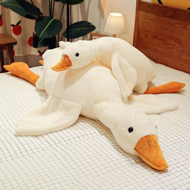 Juguete de peluche ganso blanco grande para niños y niñas, juguete super suave con forro de malla de pato, regalo de cumpleaños, muñeca para dormir y alivio del estrés