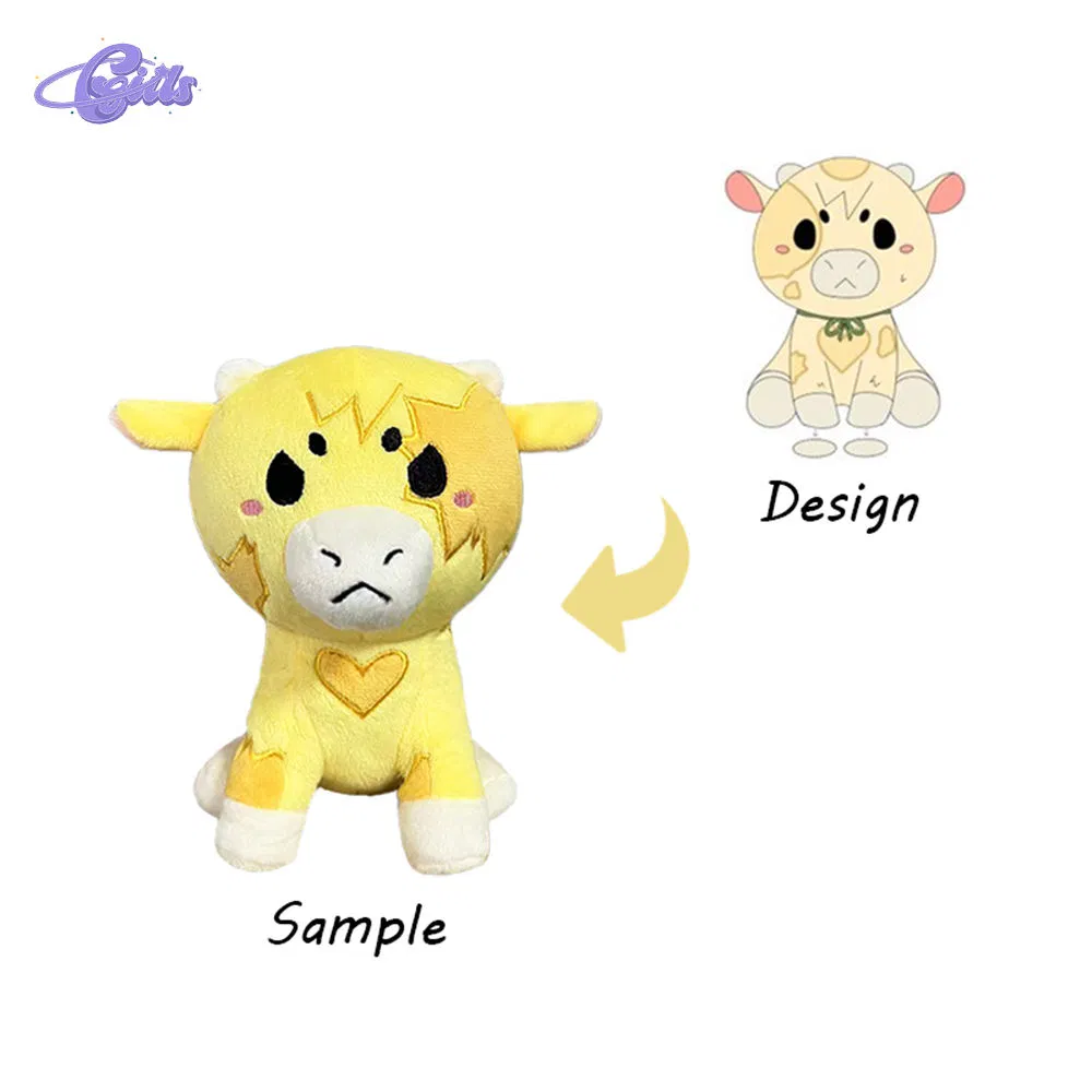 Tejidos ecológicos al por mayor, personalizado, lindo peluche de animal de peluche, vaca