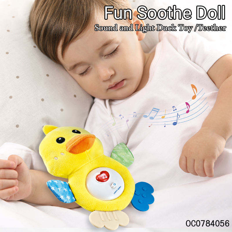 2026 Patitos de dibujos animados amarillos suaves y lindos, juguetes de dentición musicales y relajantes para bebés de 0 a 6 meses, regalo de cumpleaños para niños