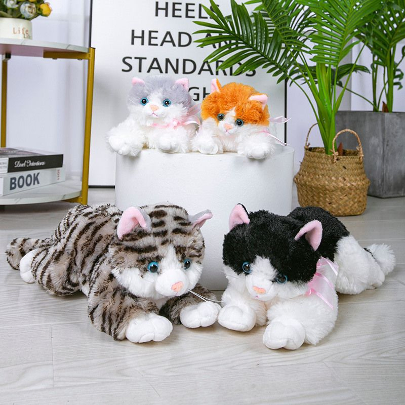 Precios al por mayor Regalos de cumpleaños personalizados para niños Juguetes de felpa de gatos realistas y suaves, diseño personalizado, fábrica