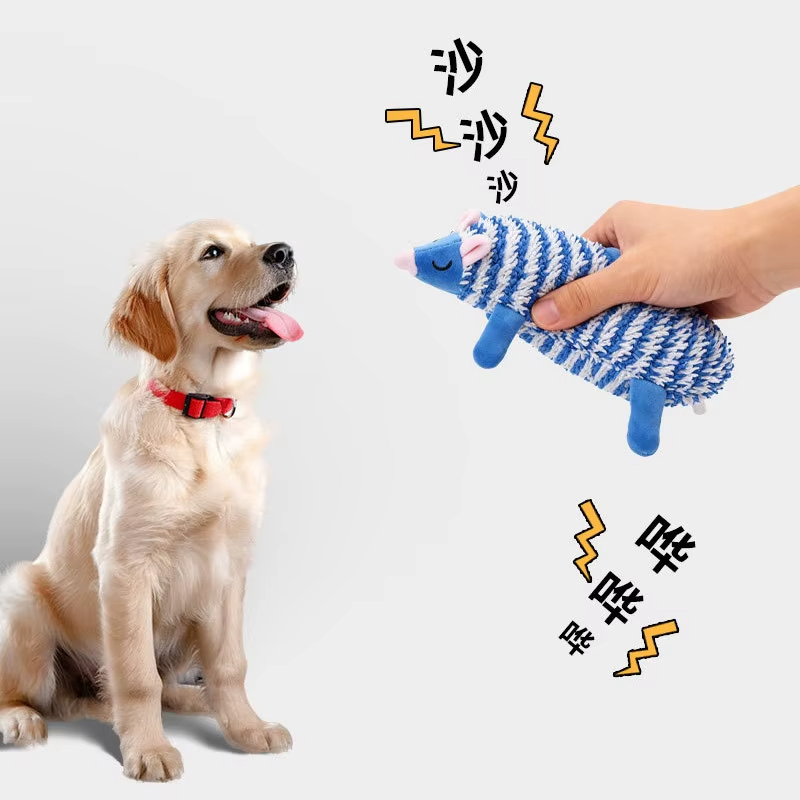 Juguetes de perro de peluche chirriante en forma de animal con textura de mopa, juguetes interactivos para mascotas con papel crujiente y chirriador para perros, juguetes para masticar