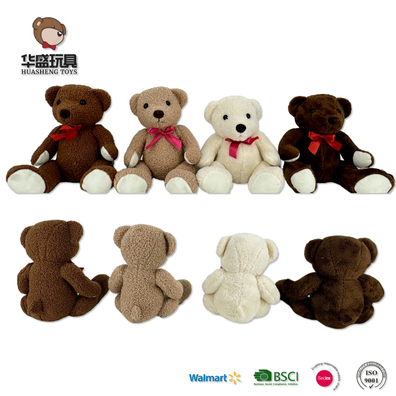 Juguetes de peluche orgánicos para bebés de animales de tela suave y peluda OEM ODM 25cm Oso de peluche lindo personalizado en negro y rosa para niños