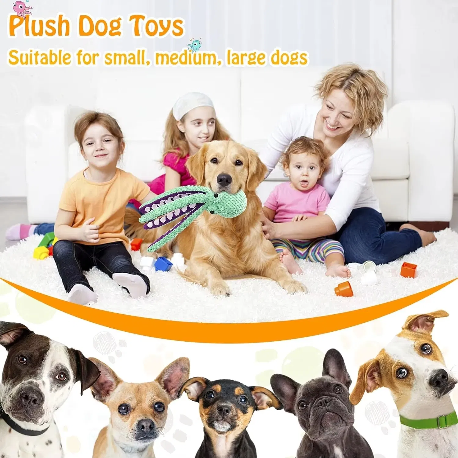 Precio de fábrica OEM Juguetes de peluche duraderos y chirriantes para perros, juguetes para masticar para perros pequeños, medianos y grandes
