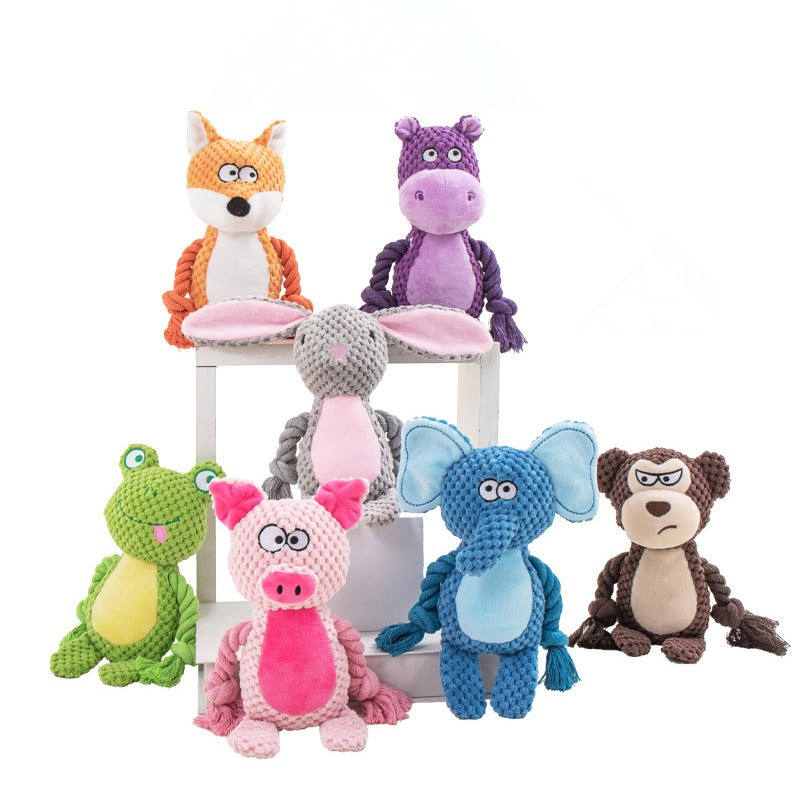 Juguete de peluche chirriante para perros con cuerda, juguete interactivo para masticar y aliviar la dentición