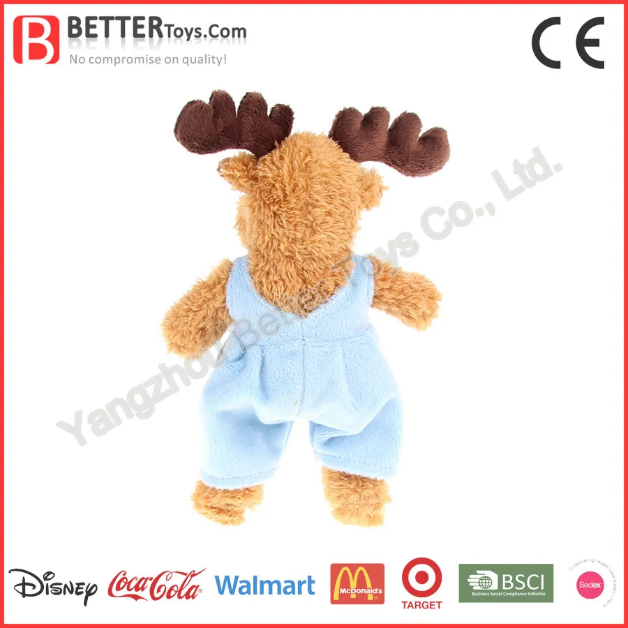 Promoción de colgante navideño, regalo de mini juguete de reno de felpa con sudadera