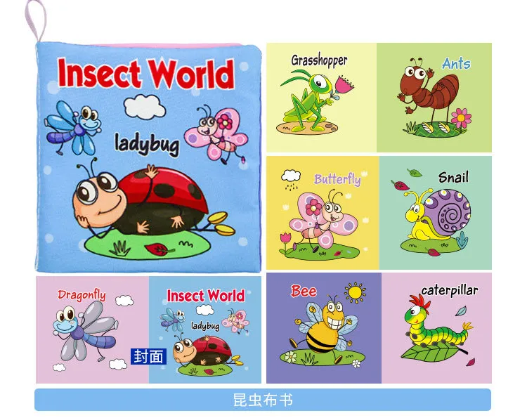 Libro de tela interactivo de animales del bosque para bebés