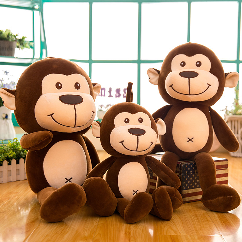 Precio mayorista de peluches personalizados diseño a medida, muñecos de animales súper suaves, juguetes grandes y lindos, simulación de dibujos animados, peluche realista de mono, fábrica
