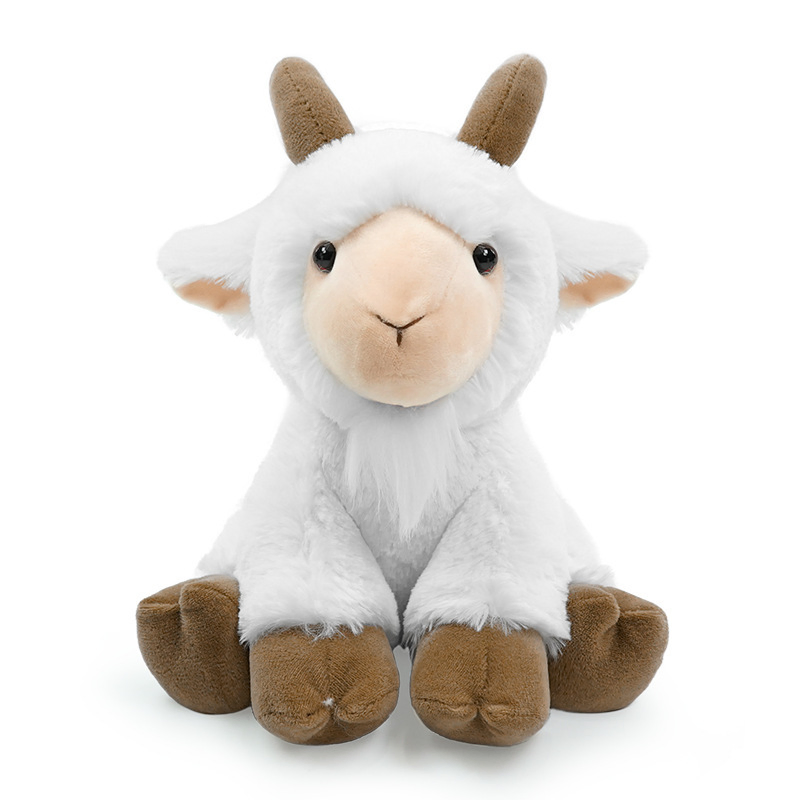 Venta al por mayor de peluches personalizados de animales peludos como vaca, oveja, cabra y ciervo para niños