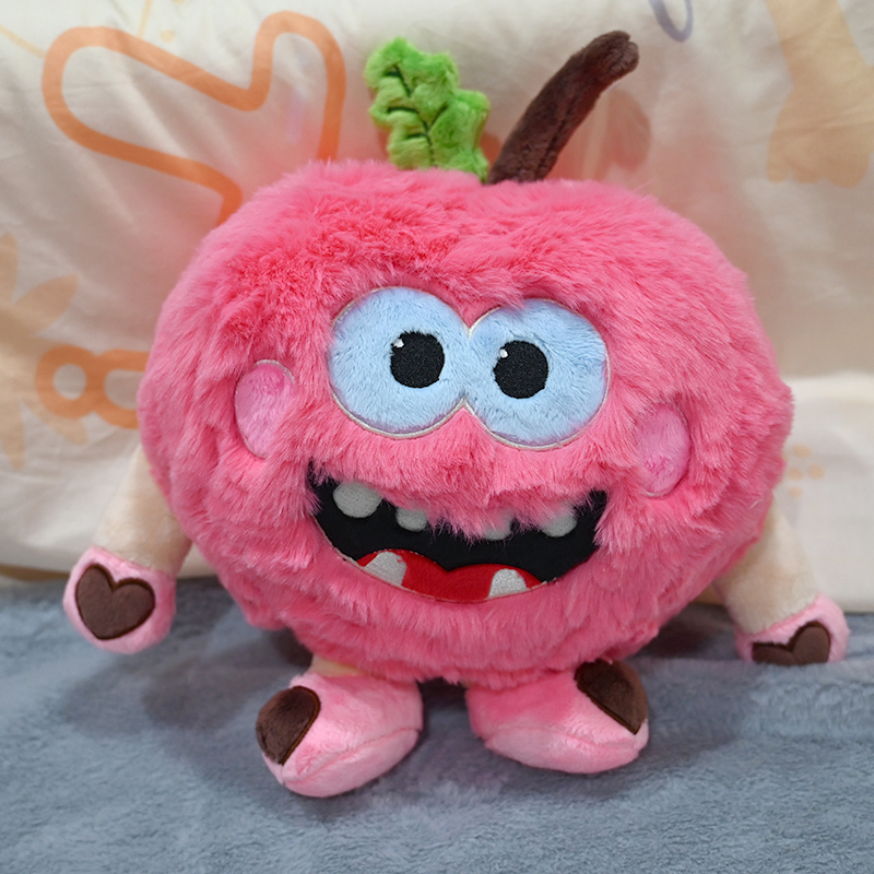 Juguete de peluche monstruo personalizado de OEM, juguete de peluche divertido y feo de manzana para Navidad, animal de peluche personalizado de mascota de empresa