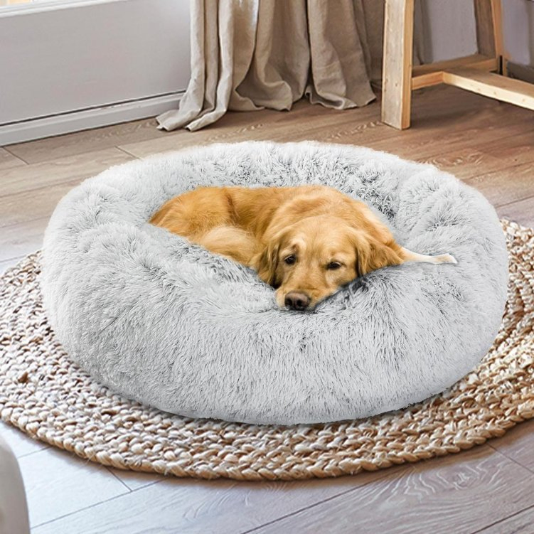 Precio mayorista fabricante OEM mercado de Yiwu sofá para perros personalizado removible lavable muebles para gatos cama de felpa redonda suave personalizada para mascotas fábrica