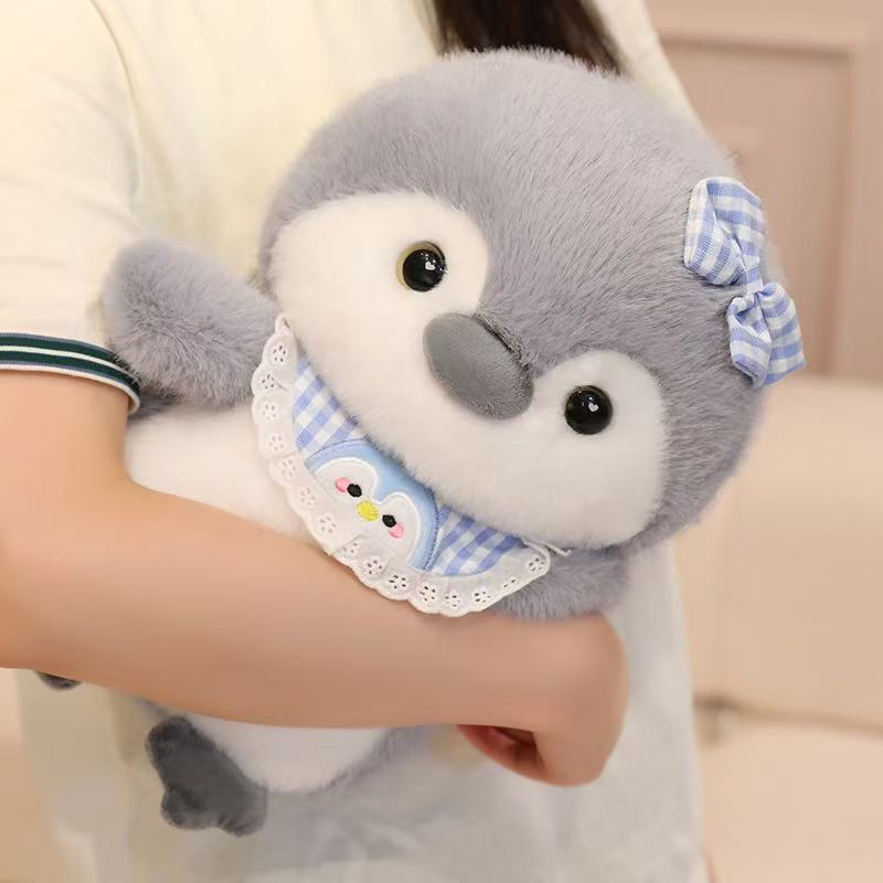 Pingüino de peluche personalizado con bufanda diseño personalizado juguete suave de pingüino