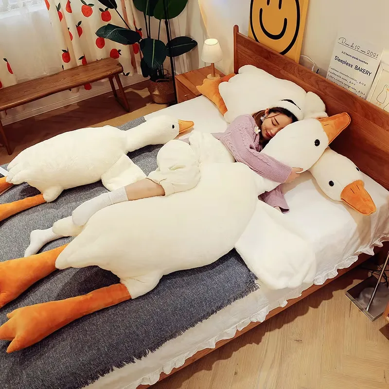 Juguete de peluche ganso blanco grande para niños y niñas, juguete super suave con forro de malla de pato, regalo de cumpleaños, muñeca para dormir y alivio del estrés