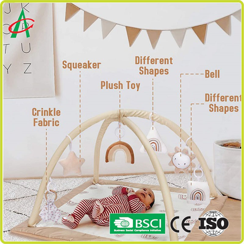 Alfombra de Juego de Actividad para Bebés Lavable con 6 Conjunto de Juguetes de Peluche Mini