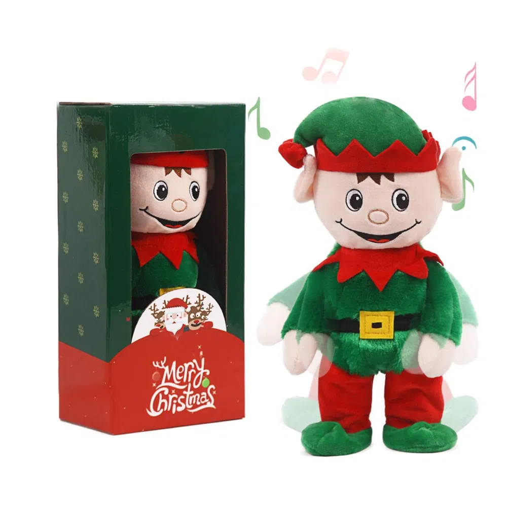 Navidad LED Papá Noel 14inches Animado Eléctrico de Peluche Juguetes Musicales de Regalo