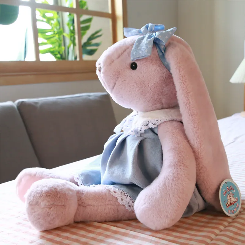 Conejo de peluche largo y suave en colores rosa, azul y verde, personalizado, juguetes para niños