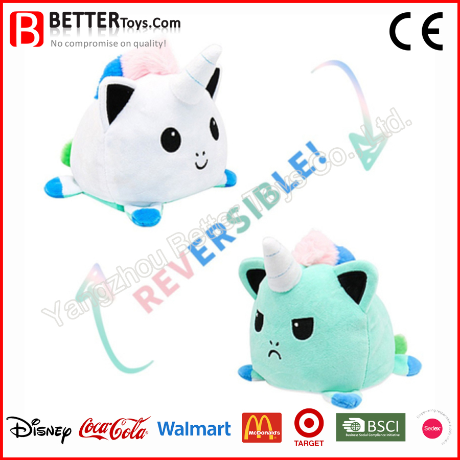Juguete de peluche reversible de unicornio ASTM para niños, juguete suave para niños