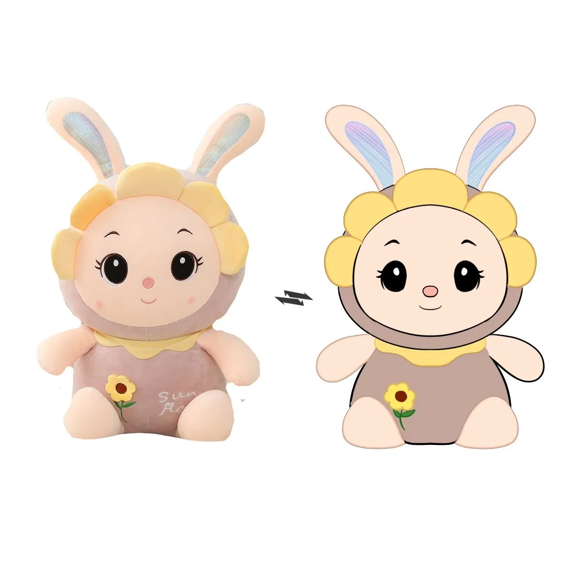 OEM Conejo de Flores Personalizado Peluche Hecho a Medida Conejito de Girasol Muñeco de Peluche Adorable