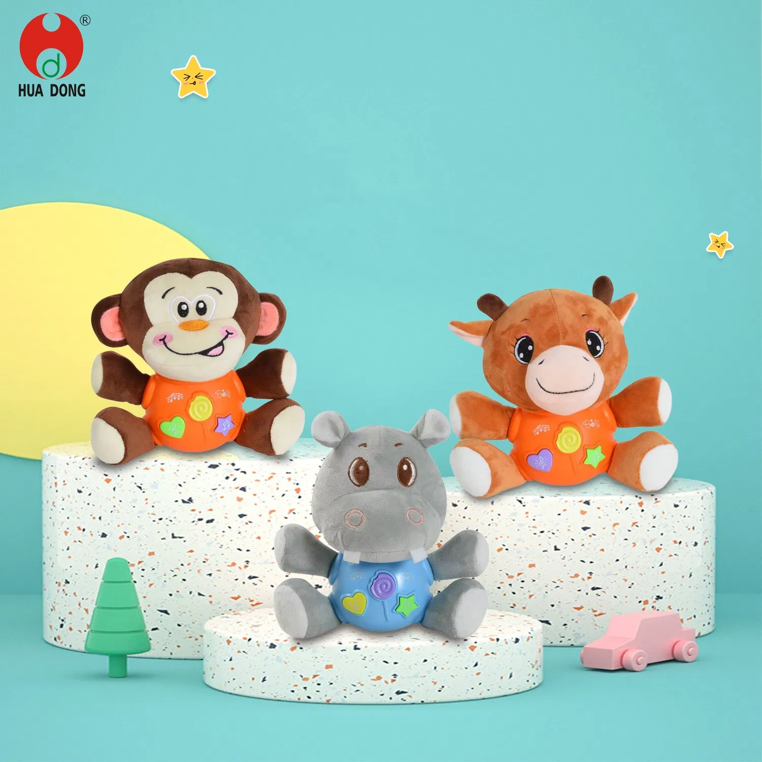 Venta directa al por mayor de fábrica Juguete de peluche forma de zorro Juguetes para bebés Juguete atractivo para bebés Juguete de relajación y confort Juguete musical eléctrico para bebés