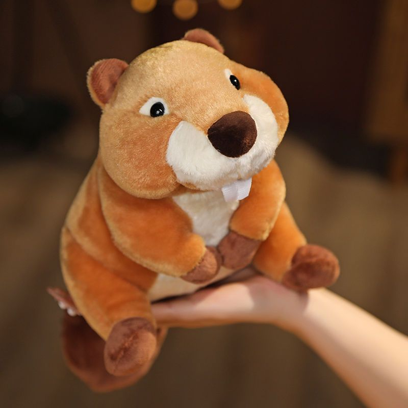 Precio al por mayor muñeca personalizada diseño personalizado juguetes super suaves simulación realista tamaño pequeño lindo peluche de marmota marrón fábrica de juguetes