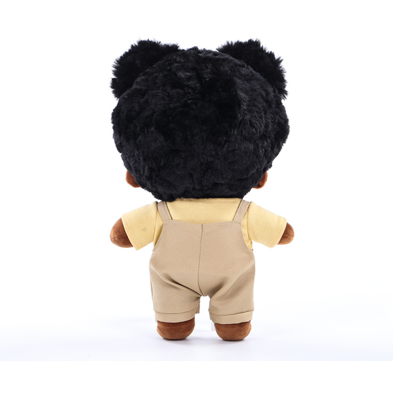 Muñeca de peluche negra hecha a mano, juguetes de peluche, diseño de su propia marca, juguetes suaves personalizados, juguetes de peluche rellenos para niños