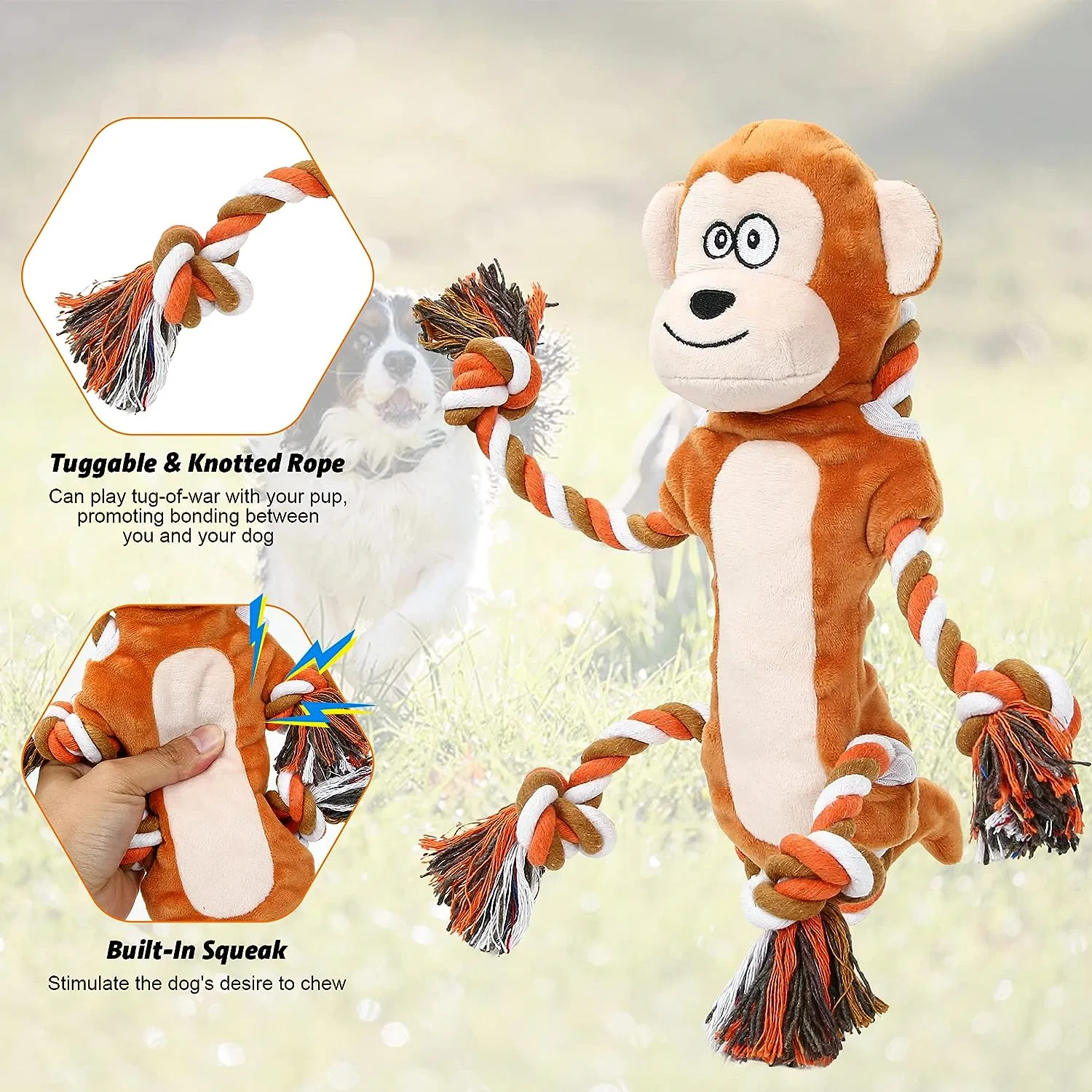 Juguete de peluche para perros grandes y agresivos, juguetes para perros indestructibles con sonido
