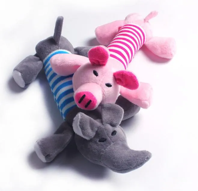 Juguetes de peluche interactivos de forma de animal con sonido para perros, masticables y chirriantes