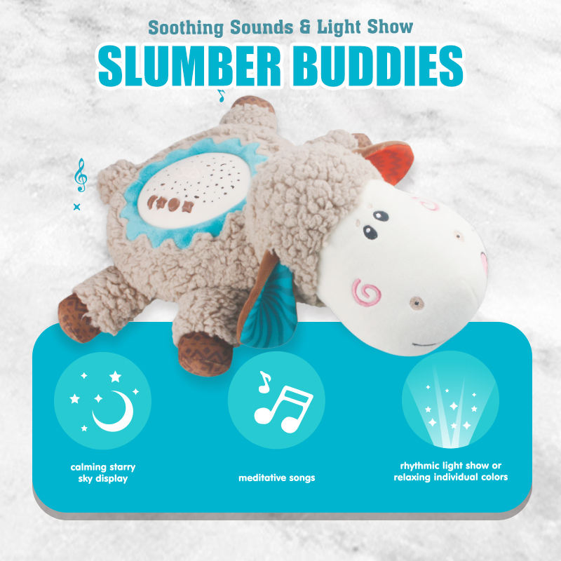 Juguetes para calmar bebés, muñeco de peluche ecológico, animal de confort, proyector de sueño con música para recién nacidos