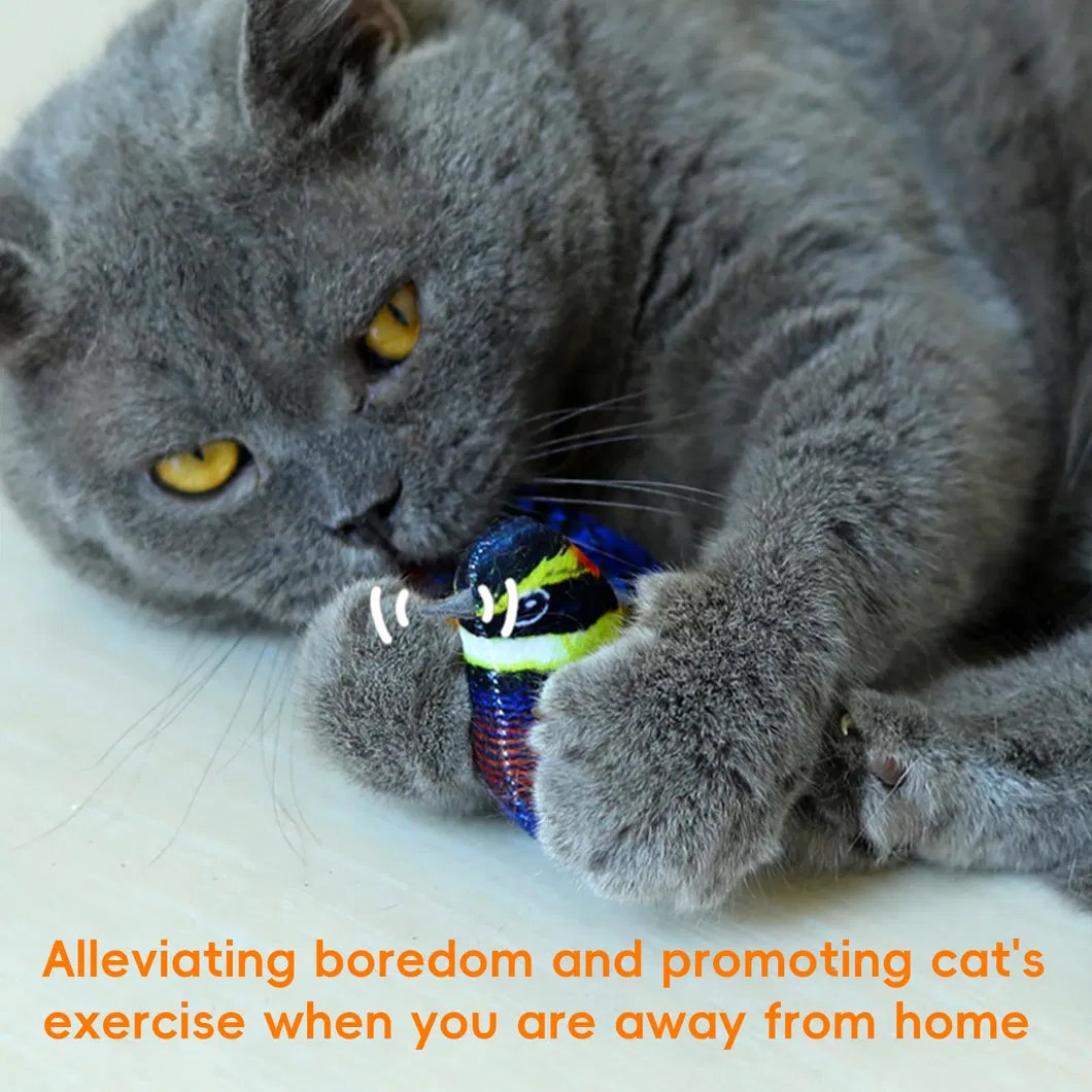 Juguete de pájaro de felpa que aletea para gatos, juguete interactivo para gatos
