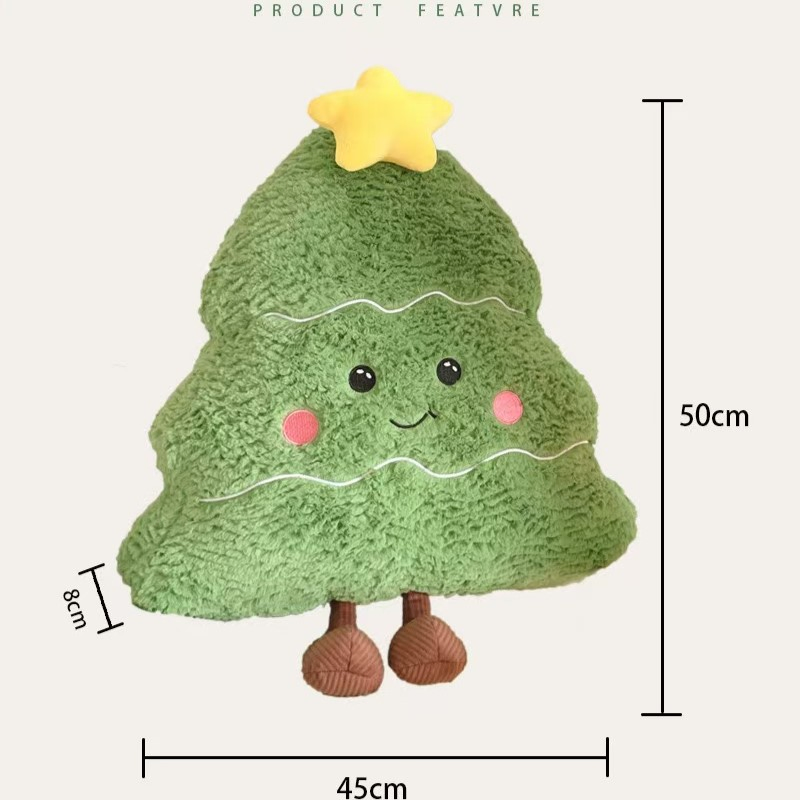 20" Gran Almohada de Juguete de Navidad de Peluche Suave en Forma de Árbol