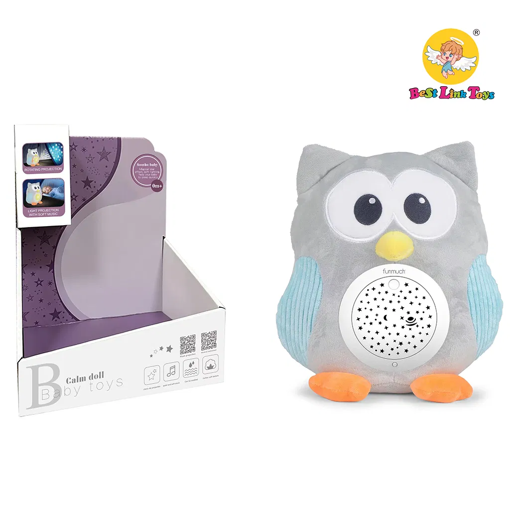 Máquina de muñecas eléctricas musicales suaves para niños, juguete de proyección rotativa para dormir, peluche para bebés